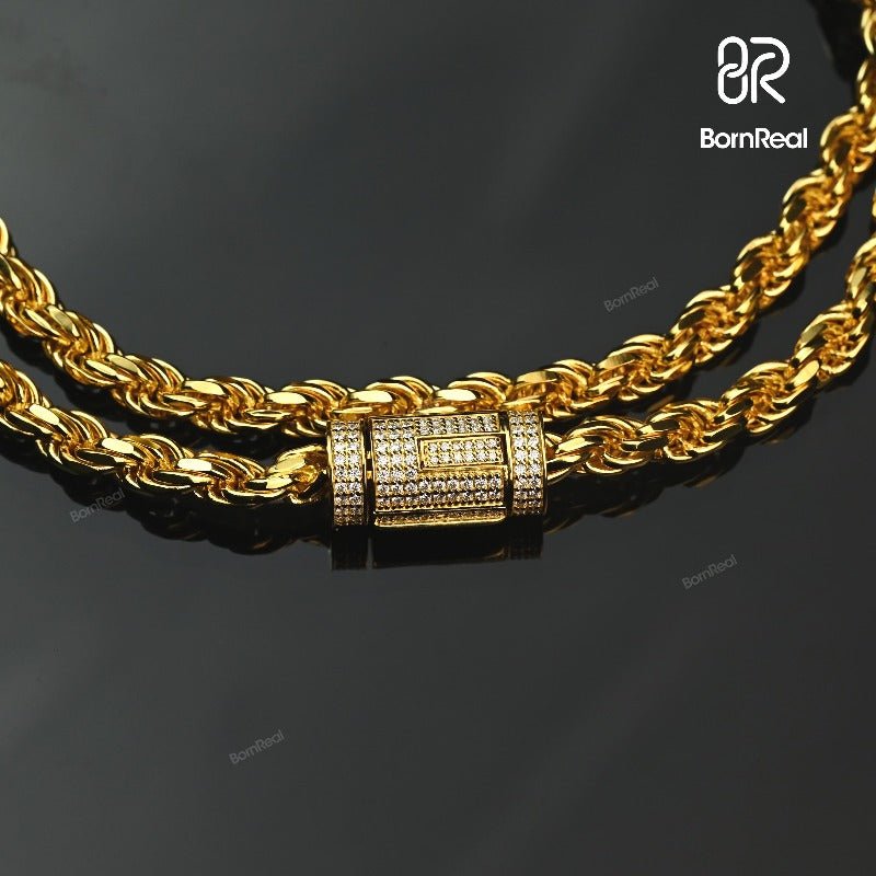 Massive 5MM Twisted Chain Yellow Gold Filled Classic Men's Neck Chain Punk Hip Hop Necklace