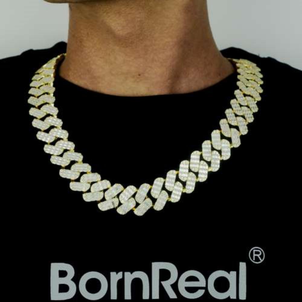 18MM/20MM Luxury Heavy Emerald Cut VVS Moissanite Cuban Link Chain Bracelet Bornreal Jewelry - Bornreal Jewelry
