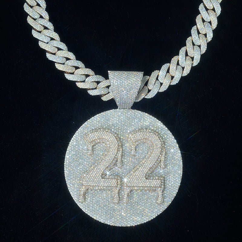Custom Bust Down Moissanit Diamond 925 Silver Round Pendant