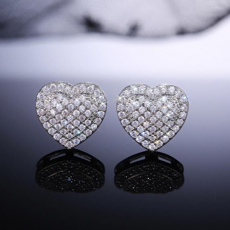 Moissanite Heart Shape Stud Earring Bornreal Jewelry - Bornreal Jewelry