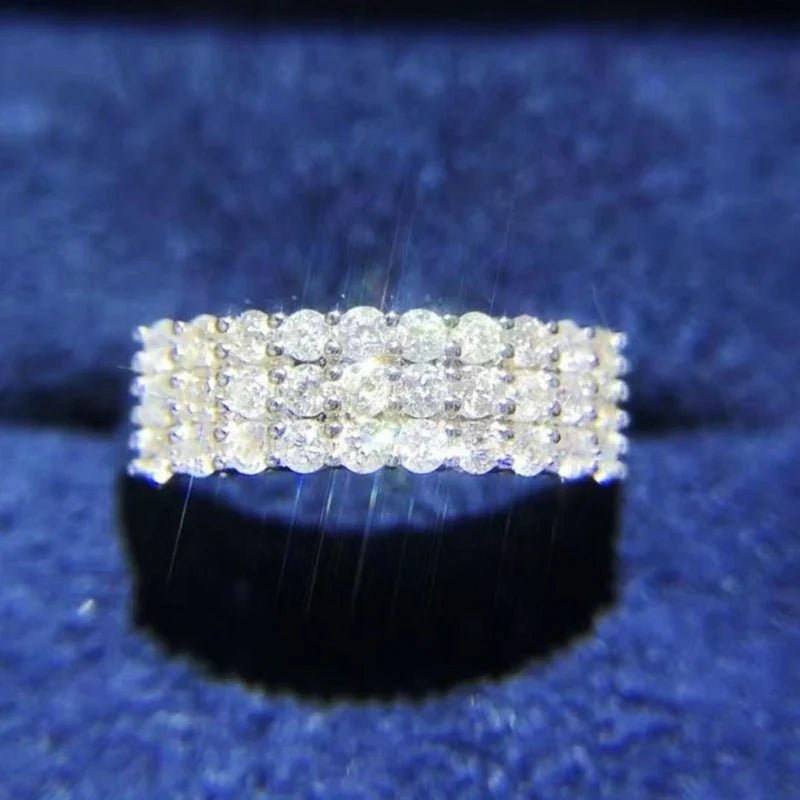 Moissanite Tennis Eternity Band Ring 925 Silver With 18K Gold Plating