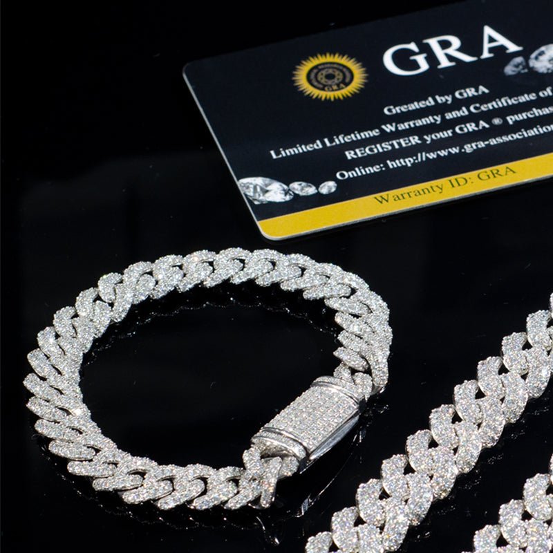 Pass Diamond Tester VVS Moissanite White Gold Iced Out Diamond Cuban Link Bracelet Mens Bornreal Jewelry - Bornreal Jewelry