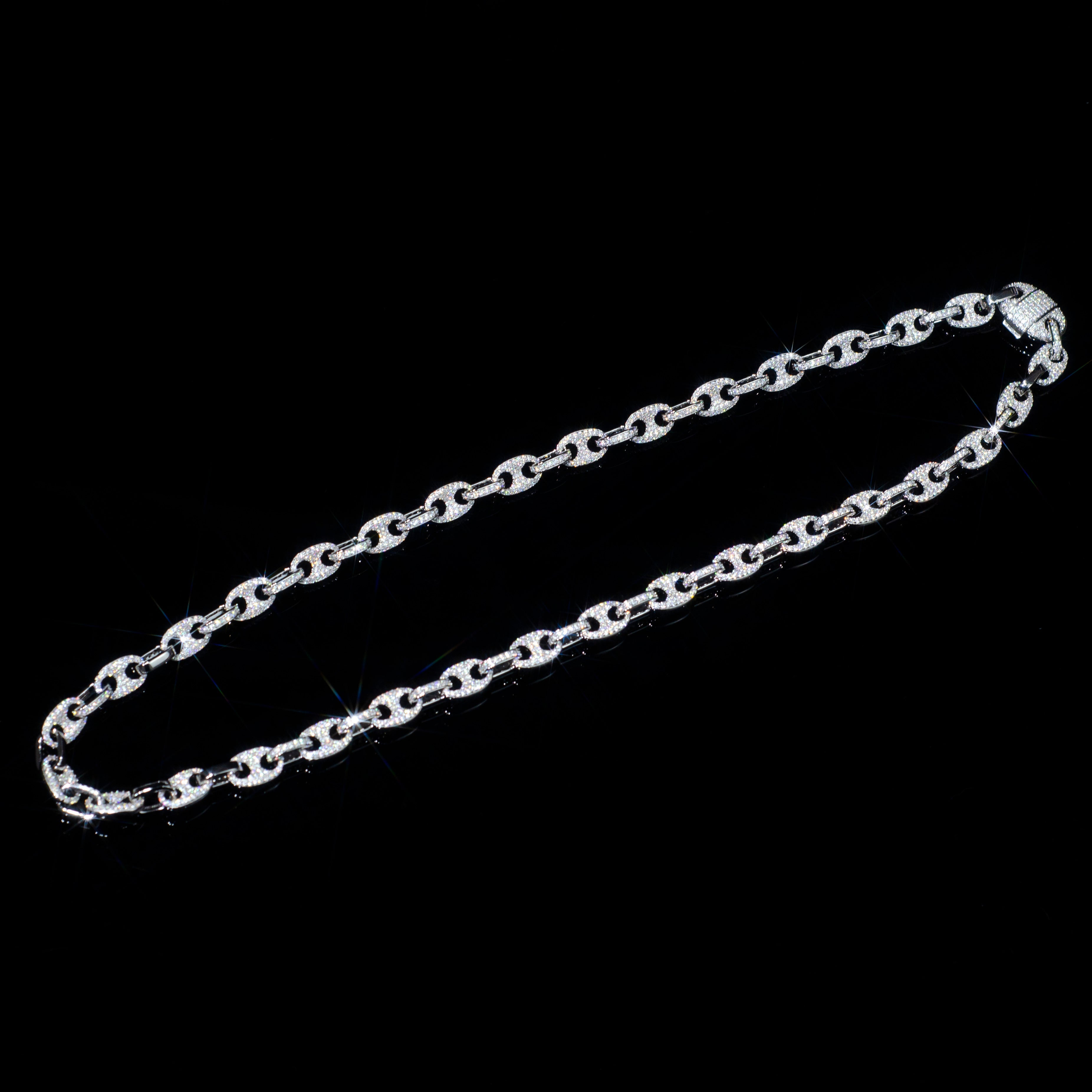 Puffed Mariner D Color VVS Moissanite 925 Silver Cuba Link Chain 8mm