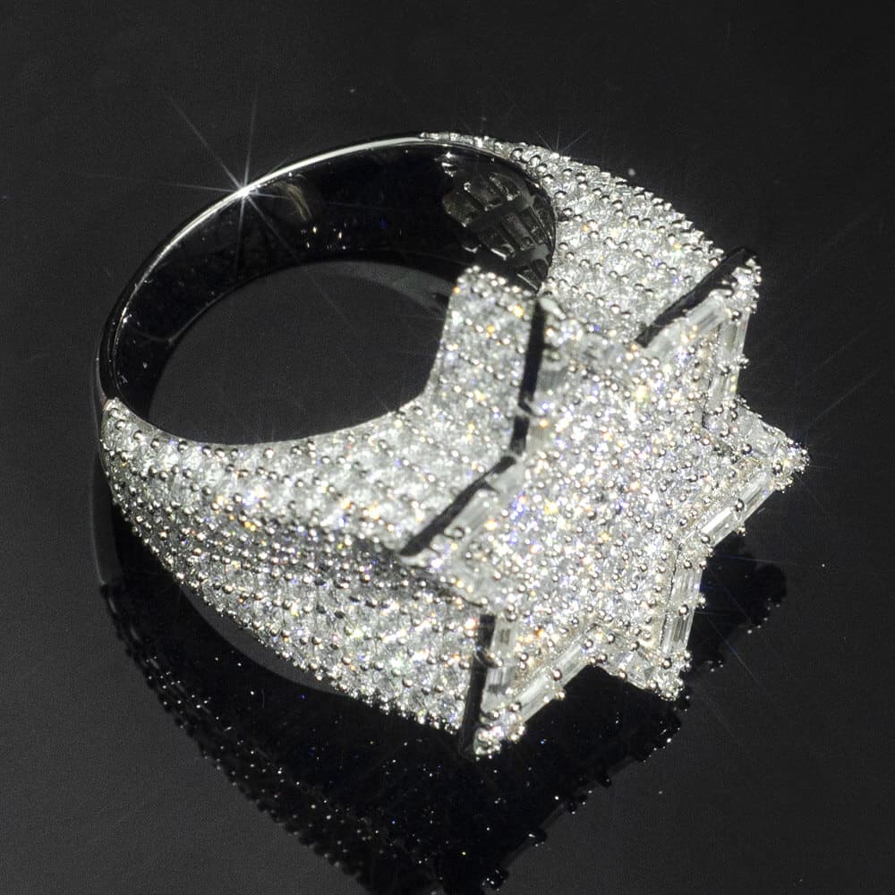 925 Silver VVS Moissanite Stars Ring Men Handmade Fine Jewelry Bornreal Jewelry - Bornreal Jewelry