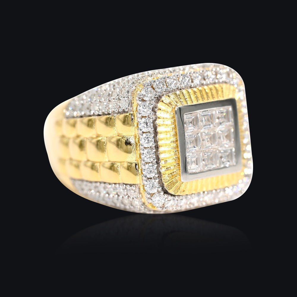 Yellow Gold vvs Moissan Fashion Men's Hip Hop Ring Engagement Ring