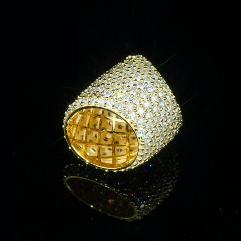 Yellow Gold VVS Moissanite Fashion Men's Hip Hop Ring Fine Jewelry